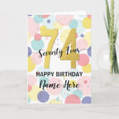 Gelukkige 74ste Verjaardag Pastel Rainbow Gold Vro Kaart (Voorkant)