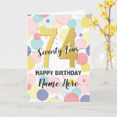 Gelukkige 74ste Verjaardag Pastel Rainbow Gold Vro Kaart (Gele Bloem)