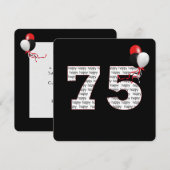 Gelukkige 75e verjaardag op zwarte uitnodiging (Voorkant / Achterkant)