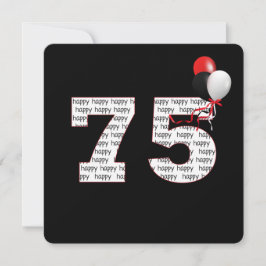 Gelukkige 75e verjaardag op zwarte uitnodiging