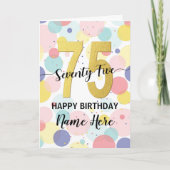 Gelukkige 75e Verjaardag Pastel Rainbow Gold Vrouw Kaart (Voorkant)
