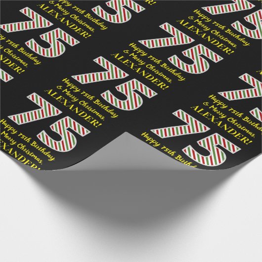 Gelukkige 75e Verjaardag & Vrolijke Kerstmis, Doua Cadeaupapier (Hoek)