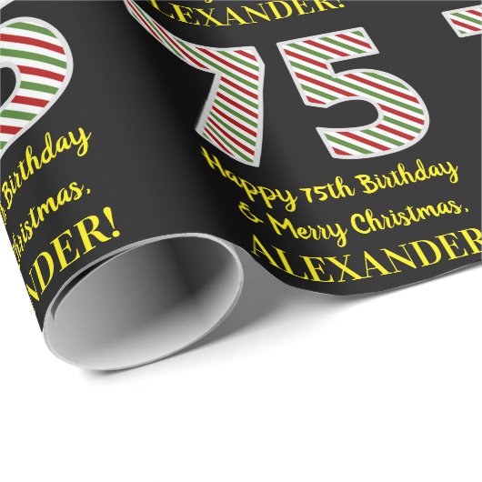 Gelukkige 75e Verjaardag & Vrolijke Kerstmis, Doua Cadeaupapier (Rol Hoek)