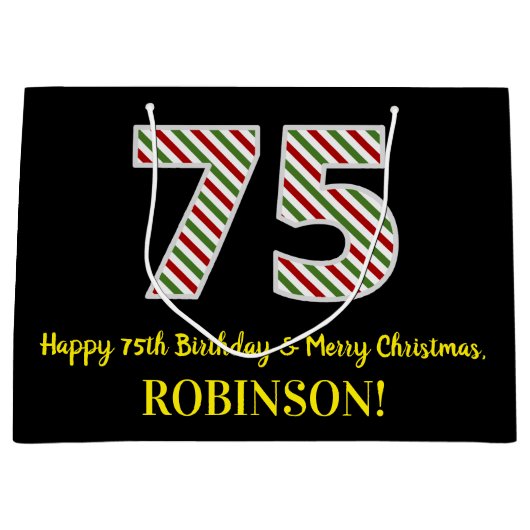 Gelukkige 75e Verjaardag & Vrolijke Kerstmis, Doua Groot Cadeauzakje (Voorkant)