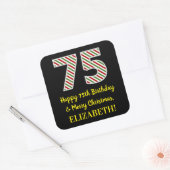 Gelukkige 75e Verjaardag & Vrolijke Kerstmis, Doua Vierkante Sticker (Envelop)