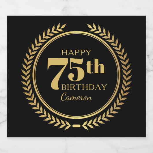 Gelukkige 75ste Verjaardag met Om het even welke N Sparkling Wijnetiket (Enkel label)