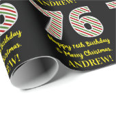 Gelukkige 76e Verjaardag & Vrolijke Kerstmis, Doua Cadeaupapier (Rol Hoek)