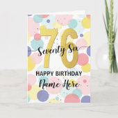 Gelukkige 76ste Verjaardag Pastel Rainbow Gold Vro Kaart (Voorkant)