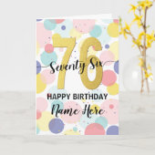 Gelukkige 76ste Verjaardag Pastel Rainbow Gold Vro Kaart (Gele Bloem)