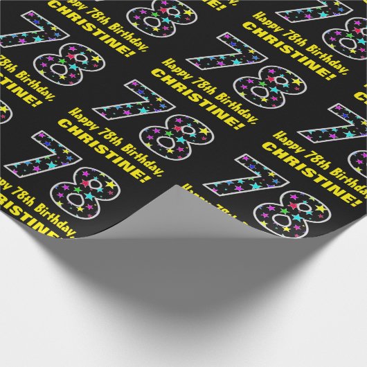 Gelukkige 78e verjaardag, Leuk Kleurrijk Sterren P Cadeaupapier (Hoek)