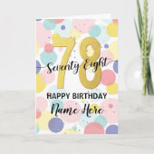 Gelukkige 78e Verjaardag Pastel Rainbow Gold Vrouw Kaart (Voorkant)