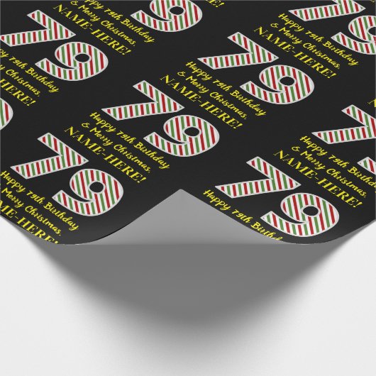 Gelukkige 79e Verjaardag & Vrolijke Kerstmis, Doua Cadeaupapier (Hoek)