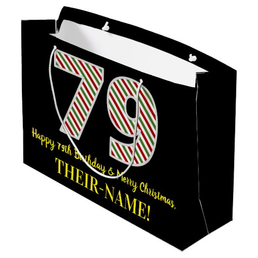 Gelukkige 79e Verjaardag & Vrolijke Kerstmis, Doua Groot Cadeauzakje (Achterkant Gekanteld)