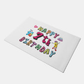 Gelukkige 7e verjaardag. 7 jaar oud. deurmat (Schuin)