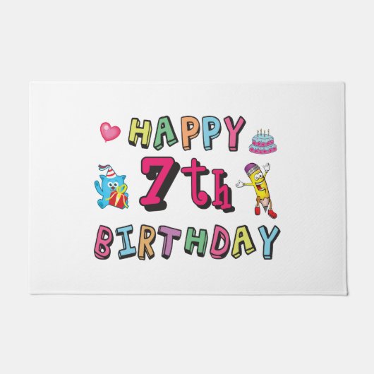 Gelukkige 7e verjaardag. 7 jaar oud. deurmat (Voorkant)