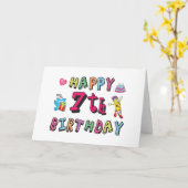 Gelukkige 7e verjaardag. 7 jaar oud. kaart (Gele Bloem)