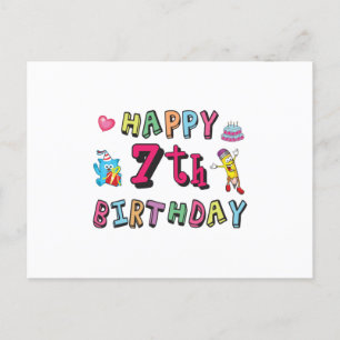 Gelukkige 7e verjaardag 7 jaar oude wensen briefkaart