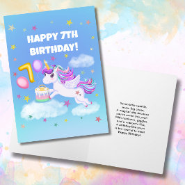 Gelukkige 7e Verjaardag Eenhoorn met Verjaardagsta Kaart