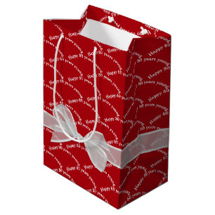 Gelukkige 80e verjaardag boog op rood medium cadeauzakje