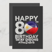Gelukkige 80e verjaardag Tatay Digong Duterte PRRD Kaart (Voorkant / Achterkant)