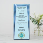 Gelukkige 80ste Verjaardag Blauwgroen Blue Glitter Menu (Staand voorkant)