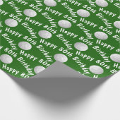 Gelukkige 80ste Verjaardag golfballen Cadeaupapier (Hoek)