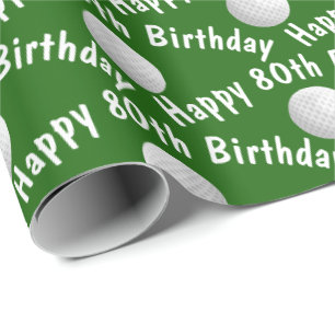 Gelukkige 80ste Verjaardag golfballen Cadeaupapier