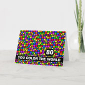 Gelukkige 80ste Verjaardag Heldere en Kleurrijke W Kaart (Voorkant)