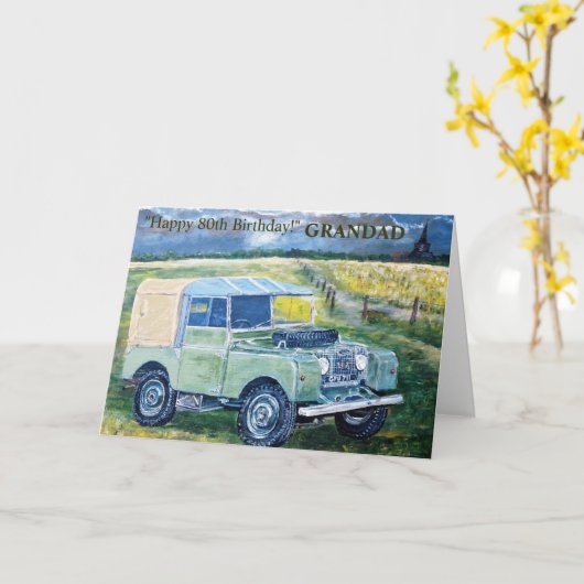Gelukkige 80ste verjaardag Kaart voor GRANDAD (Gele Bloem)