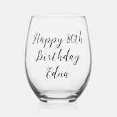 Gelukkige 80ste Verjaardag Keepsake Naam Wijnglas Zonder Voet (Voorkant)