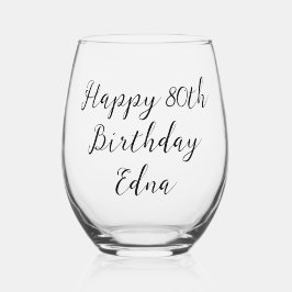 Gelukkige 80ste Verjaardag Keepsake Naam Wijnglas Zonder Voet