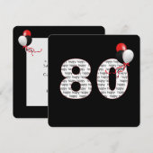 Gelukkige 80ste verjaardag op zwarte uitnodiging (Voorkant / Achterkant)