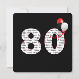 Gelukkige 80ste verjaardag op zwarte uitnodiging