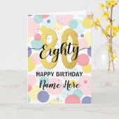 Gelukkige 80ste Verjaardag Pastel Rainbow Gold Vro Kaart (Gele Bloem)