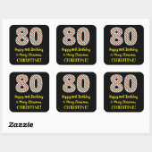 Gelukkige 80ste Verjaardag & Vrolijk Kerstmis, Dou Vierkante Sticker (Vel)