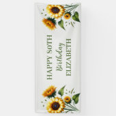 Gelukkige 80ste verjaardag Zonnebloemen Gele bloem Spandoek (Verticaal)