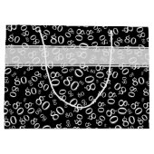 Gelukkige 80ste Verjaardag Zwart/Wit Nummerpatroon Groot Cadeauzakje (Achterkant)