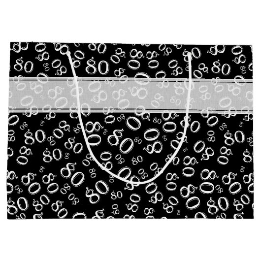 Gelukkige 80ste Verjaardag Zwart/Wit Nummerpatroon Groot Cadeauzakje (Achterkant)