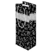 Gelukkige 80ste Verjaardag Zwart/Wit Nummerpatroon Wijn Cadeautas (Achterkant Gekanteld)