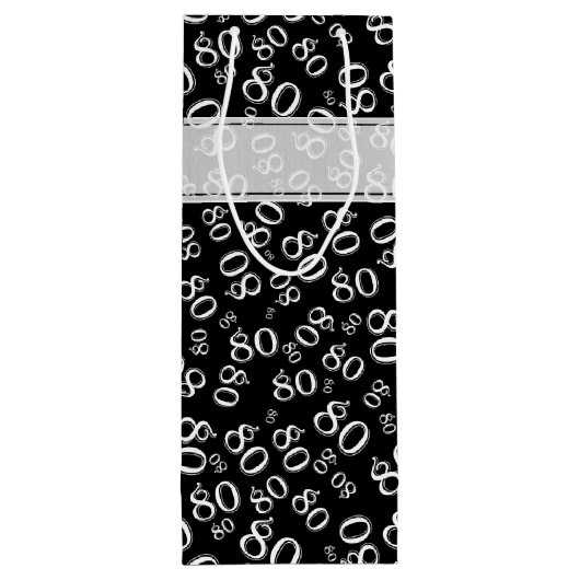 Gelukkige 80ste Verjaardag Zwart/Wit Nummerpatroon Wijn Cadeautas (Achterkant)