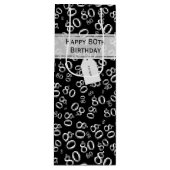 Gelukkige 80ste Verjaardag Zwart/Wit Nummerpatroon Wijn Cadeautas (Voorkant)