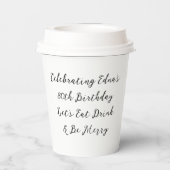 Gelukkige 80ste Verjaardagsnaam Zwart & Wit Papieren Bekers (Achterkant)