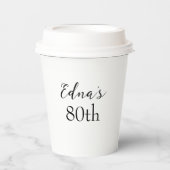 Gelukkige 80ste Verjaardagsnaam Zwart & Wit Papieren Bekers (Voorkant)