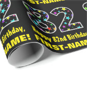 Gelukkige 82e Verjaardag, Leuk Kleurrijk Sterren P Cadeaupapier (Rol Hoek)