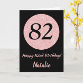 Gelukkige 82e verjaardag zwart en Roos roze goud Kaart (Gele Bloem)