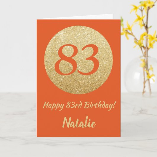 Gelukkige 83e Verjaardag Sinaasappel en Gouden Gli Kaart (Gele Bloem)