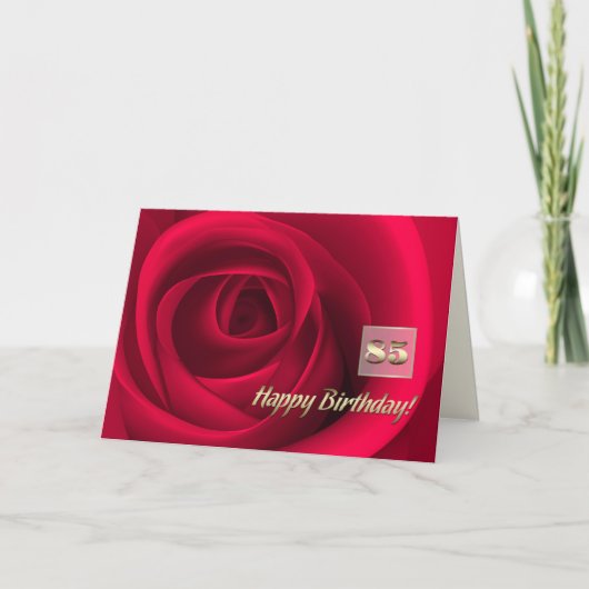 Gelukkige 85e verjaardag. Elegant Red Rose Kaart (Voorkant)