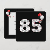 Gelukkige 85e verjaardag op zwarte uitnodiging (Voorkant / Achterkant)