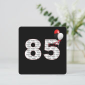 Gelukkige 85e verjaardag op zwarte uitnodiging (Staand voorkant)