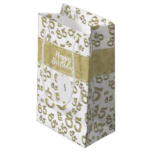 Gelukkige 85e verjaardag thema Goud en Wit Klein Cadeauzakje